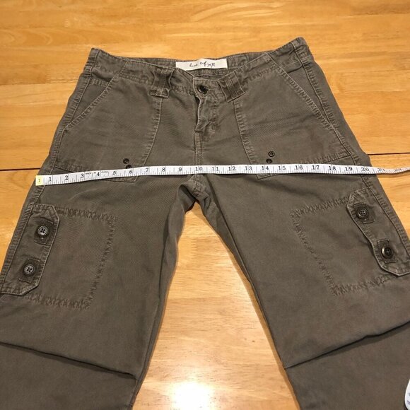 Zara Love Trf XX Cargo Khaki Green Capri Drawstring Jean 100% Cotton Women Sz 4 - Picture 15 of 16